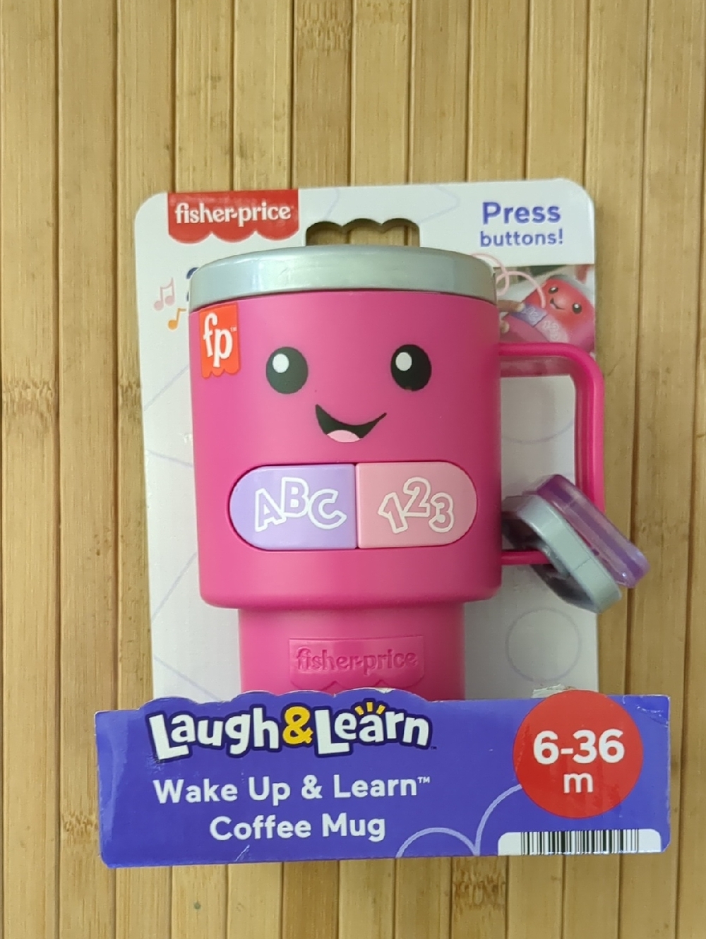 Fisher-Price Pink Laugh & Learn Interactive Toy Coffee Mug with Key, NEW